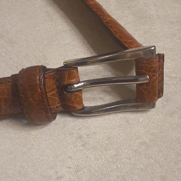 Cole Haan Cognac Brown Leather Belt with Stainless Steel  display picture 3